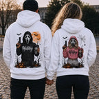 [A piece of clothing]Hubby Wifey Halloween Spooky Season Couple Matching Hoodies Casual Street Style Fleece Fabric Pullover Hooded Sweatshirt Tops Trendy for Women for Men