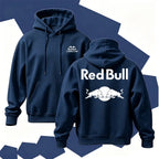 Racing Graphic Hoodie, Men's Cotton Pullover Sweatshirt, Vintage Streetwear Hoodie, Bold Back Print Casual Long Sleeve Top